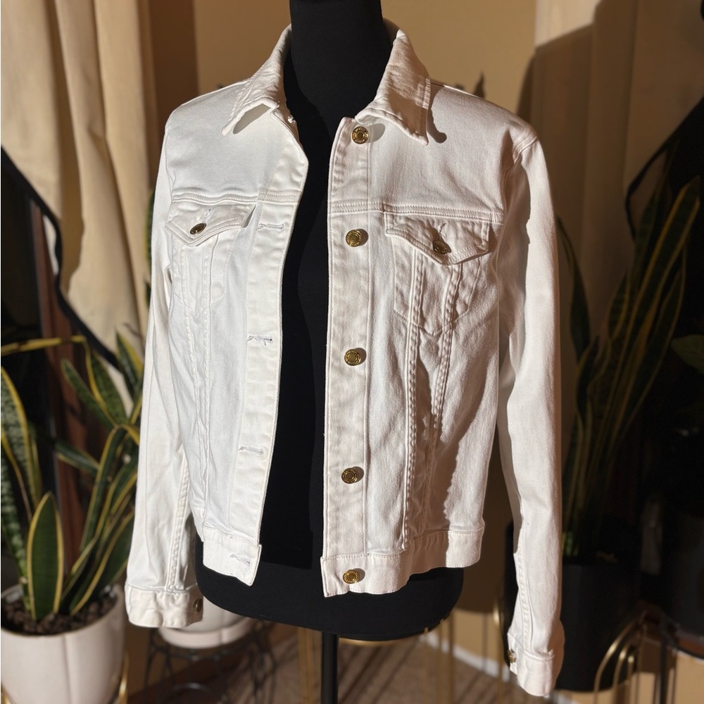 [Michael Kors] White Denim Cropped Jacket